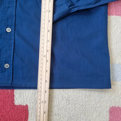 Aquascutum Boxy Fit Cropped Shirt long Sleeve medium plain blue Button Up Skater Y2K Surf