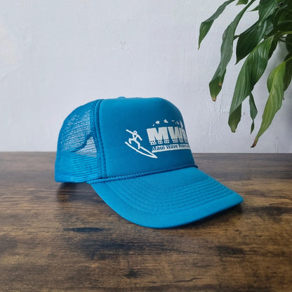 Vintage American Trucker Hat Snapback cap one size adjustable blue turquoise surf