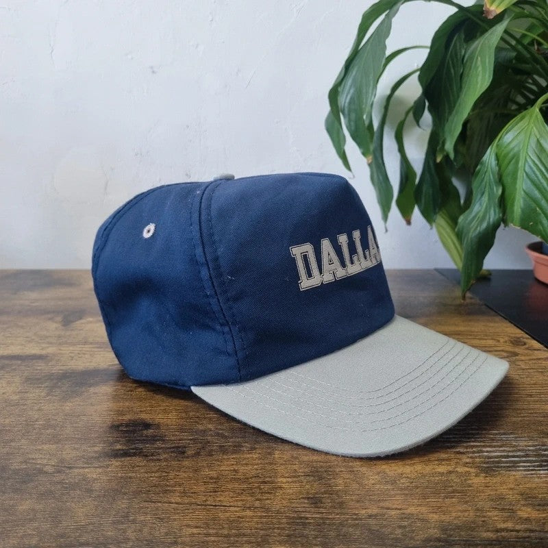 Vintage American Baseball Hat Snapback cap one size adjustable Navy grey Dallas