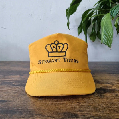 Vintage American Trucker Hat Snapback cap one size adjustable yellow steward tours