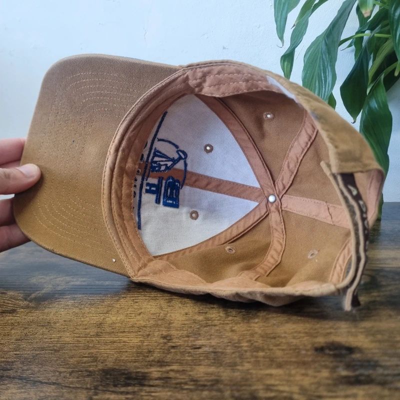 Vintage American Baseball Snapback cap one size adjustable beige blue oil rig basin
