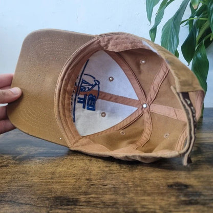 Vintage American Baseball Snapback cap one size adjustable beige blue oil rig basin