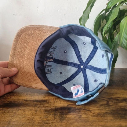 Vintage American denim baseball Hat Snapback cap one size blue brown flint auto auction