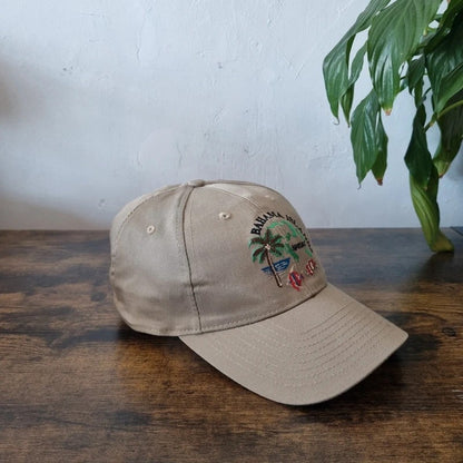 Vintage American Baseball Hat Snapback cap one size adjustable beige bahama island