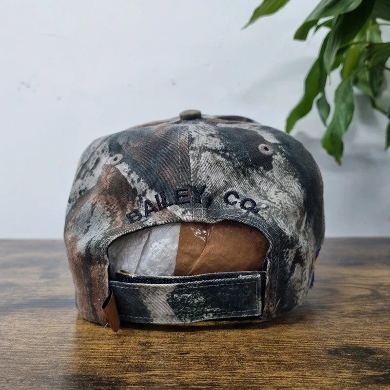 Vintage American Baseball Hat Snapback cap one size adjustable brown realtree camo Cutthroat cafe