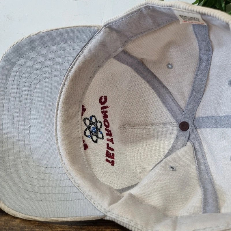 Vintage American Trucker Hat Snapback cap one size adjustable cream tectonic atom