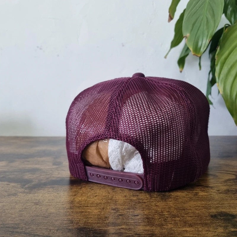 Vintage American Trucker Hat Snapback cap one size adjustable burgundy ITC