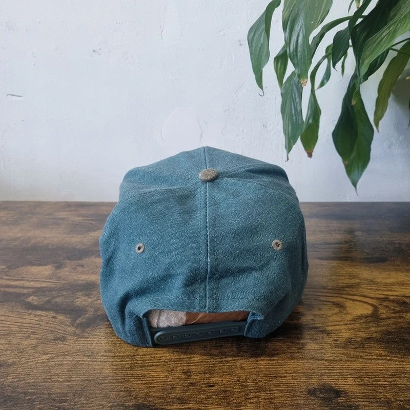 Vintage American Baseball Hat Snapback cap one size adjustable green beige elder fluid power
