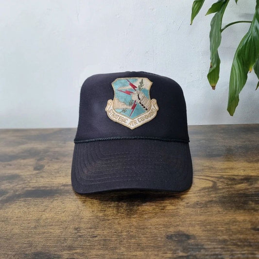 Vintage American Trucker Hat Snapback cap one size adjustable black air command