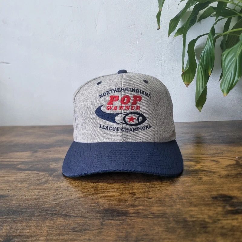 Vintage American baseball Hat Snapback cap one size adjustable grey pop warner football