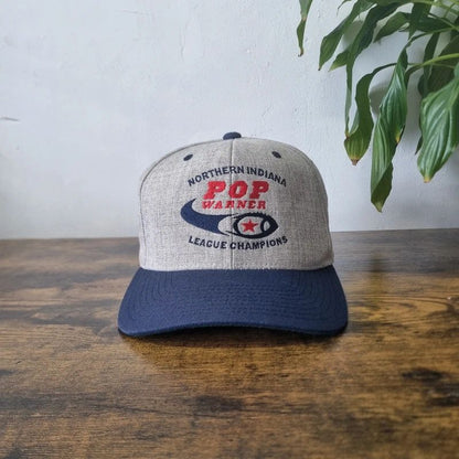 Vintage American baseball Hat Snapback cap one size adjustable grey pop warner football