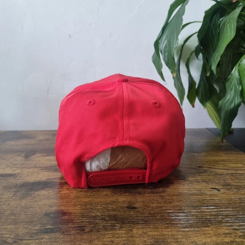 Vintage American Trucker Hat Snapback cap one size adjustable red PI