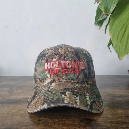 Vintage American Baseball Hat Snapback cap one size adjustable green realtree camo holton LP Gas