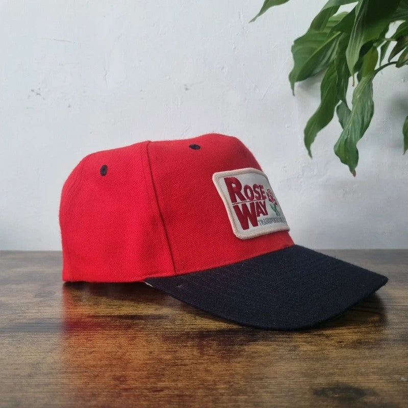 Vintage American Baseball Hat Snapback cap one size adjustable red black Rose Way