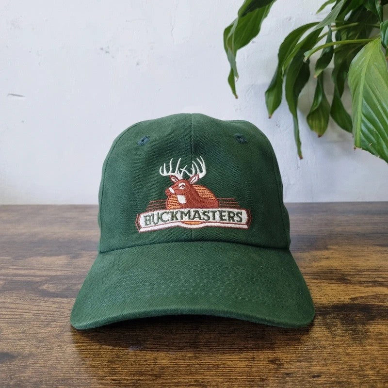 Vintage American Baseball Hat Snapback cap one size adjustable green Deer Buckmaster