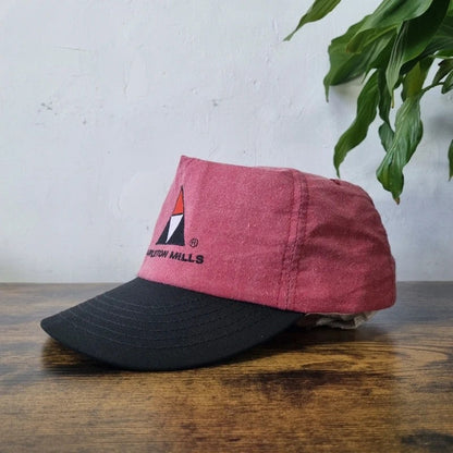 Vintage American Baseball Hat Snapback cap one size adjustable red black Appleton mills