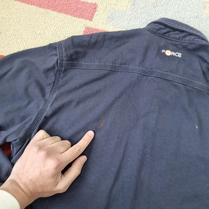 Carhartt FR Boxy Fit Cropped Shirt long Sleeve Medium plain Blue Button Up Skater Y2K Surf