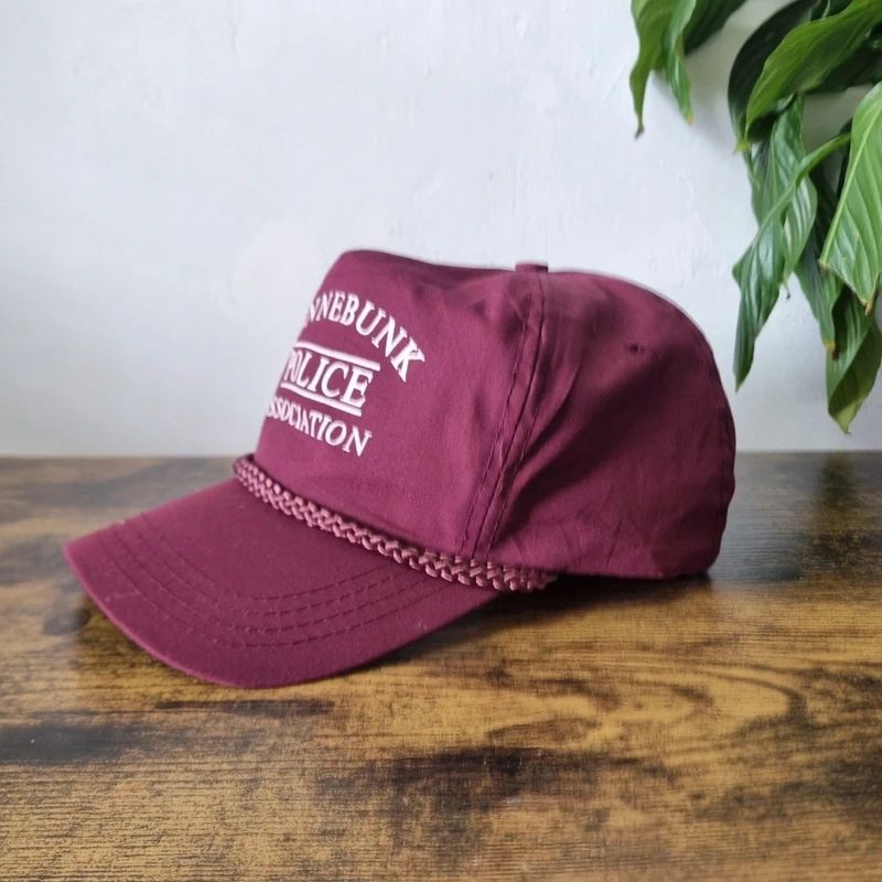 Vintage American Trucker Hat Snapback cap one size adjustable burgundy kennebunk police association