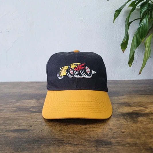 Vintage American Bowling Green Hot Rods baseball Hat Snapback cap one size adjustable black yellow