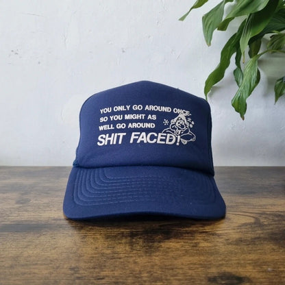 Vintage American Trucker Hat Snapback cap one size adjustable navy shi faced