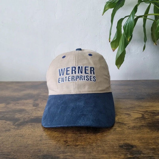 Vintage American Baseball Hat Snapback cap one size adjustable beige navy warner enterprise