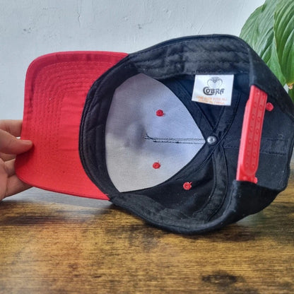 Vintage American Baseball Hat Snapback cap one size adjustable black red builders bargain centre