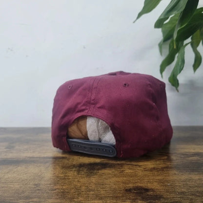 Vintage American Trucker Hat Snapback cap one size adjustable burgundy Dan's of big lake