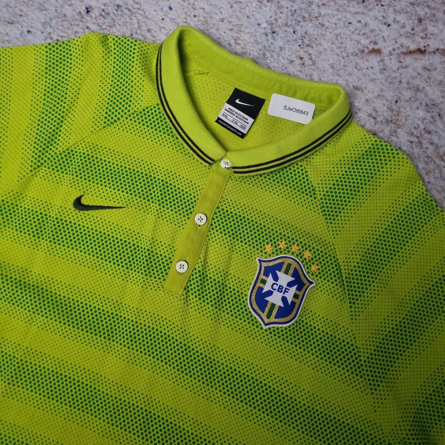 Nike Brazil Polo Shirt Jersey 2014 World Cup Green Size XXL