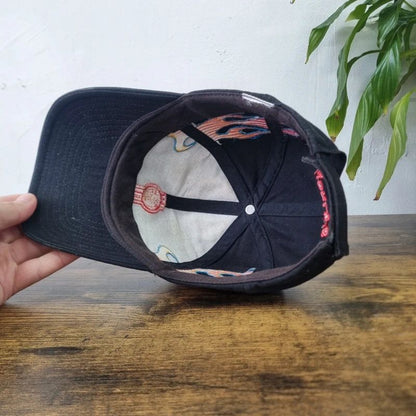 Vintage American Biker Baseball Hat Snapback cap one size adjustable flames black multi