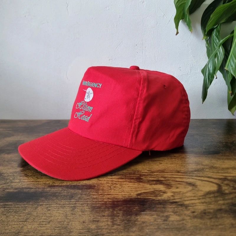Vintage American Trucker Hat Snapback cap one size adjustable red hilton head