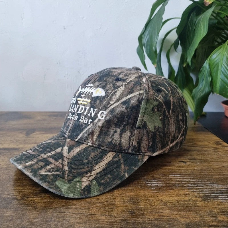 Vintage American Baseball Hat Snapback cap one size khaki green realtree camo dock bar fishing