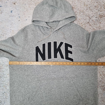 Nike Hoodie Logo Big Spellout Centre Swoosh Size XL Vintage Retro Hooded Grey
