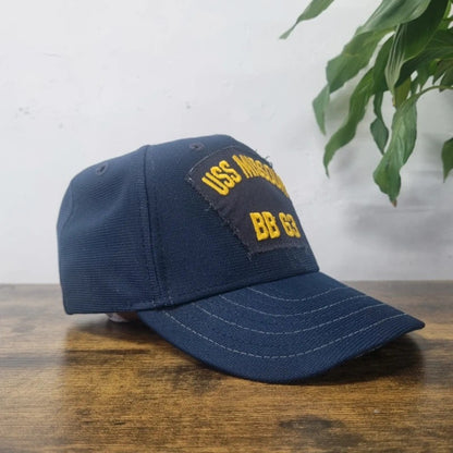 Vintage New Era Baseball Hat Snapback cap one size adjustable navy uss missouri