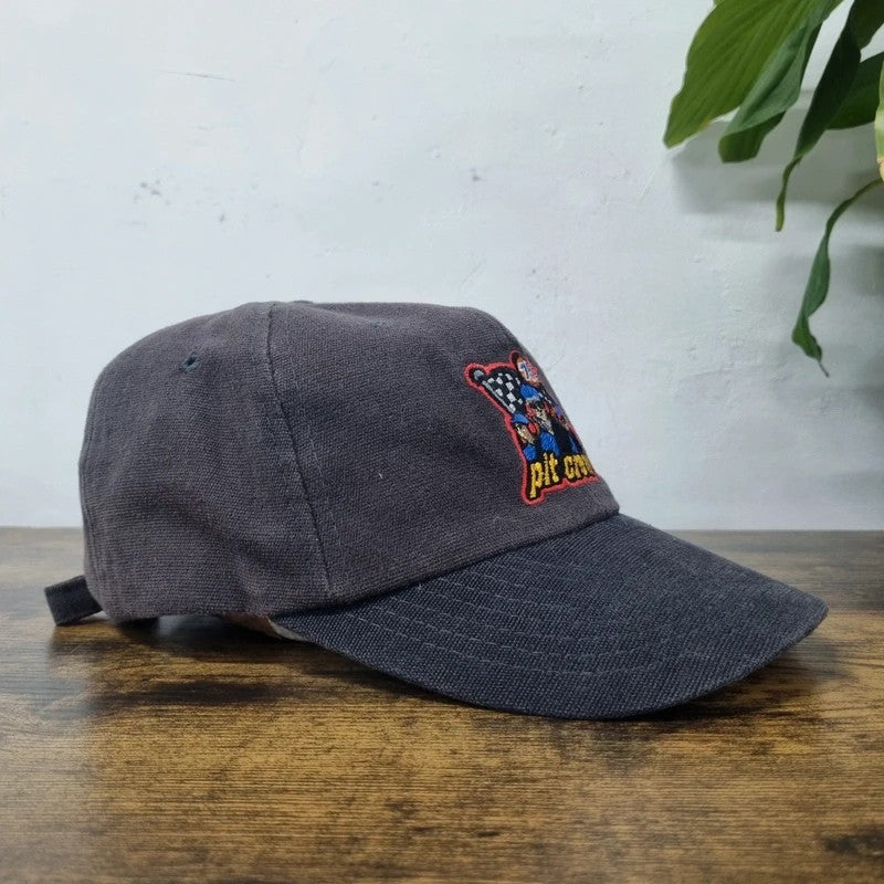 Vintage American Baseball Hat Snapback cap one size adjustable faded black pit crew
