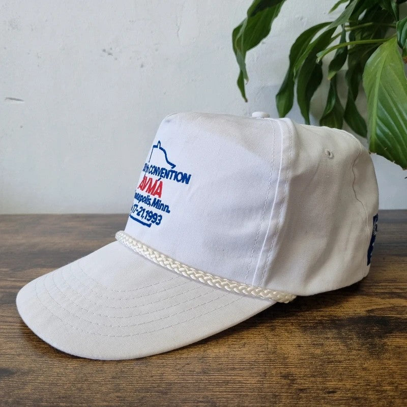 Vintage American Trucker Hat Snapback cap one size adjustable white Avma