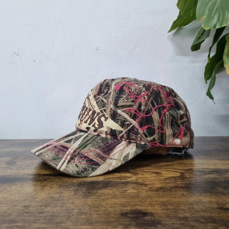 Vintage American Baseball Hat Snapback cap one size adjustable Y2k realtree beige pink