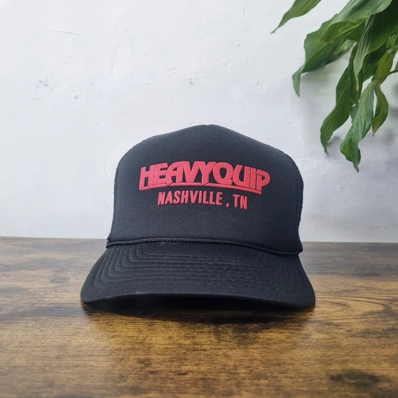 Vintage American Trucker Hat Snapback cap one size adjustable black heavyquip nashville
