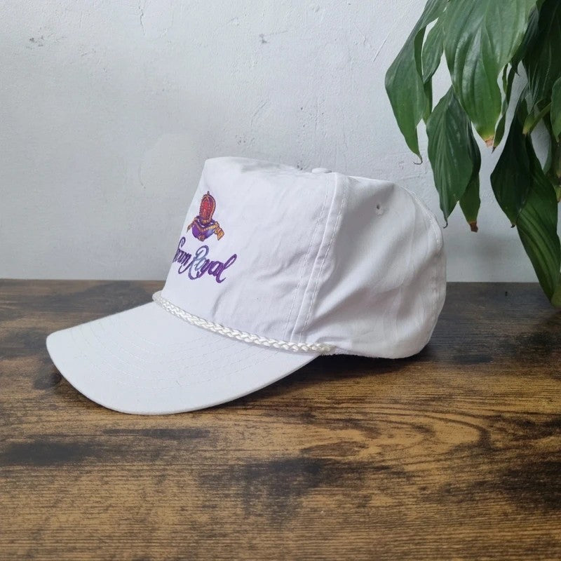Vintage American Trucker Hat Snapback cap one size adjustable white Crown Royal whisky 90s