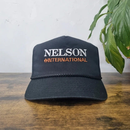 Vintage American Baseball Hat Snapback cap one size adjustable black nelson international