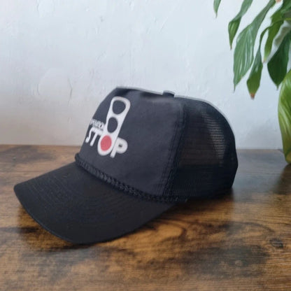 Vintage American Trucker Hat Snapback cap one size adjustable black operation Stop