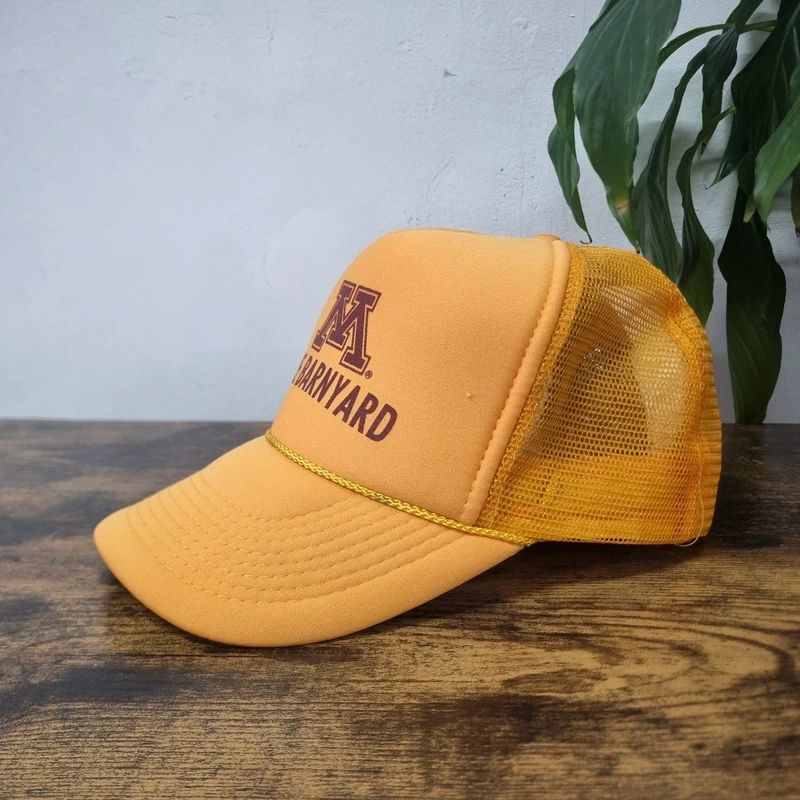 Vintage American Trucker Hat Snapback cap one size adjustable mustard yellow the barnyard