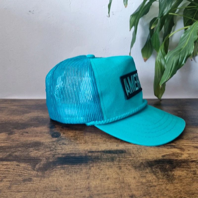 Vintage American Trucker Hat Snapback cap one size adjustable America green