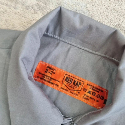 Vintage American Boxy Fit Cropped Shirt long Sleeve Medium plain grey Button Up Skater Y2K Surf