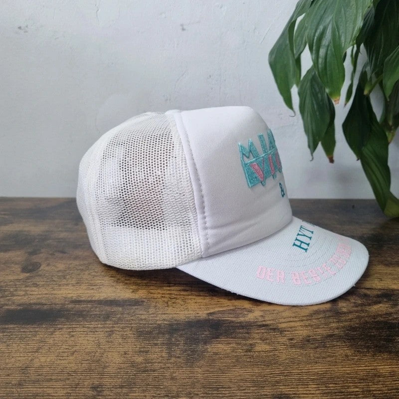 Vintage American Trucker Hat Snapback cap one size adjustable miami vice white