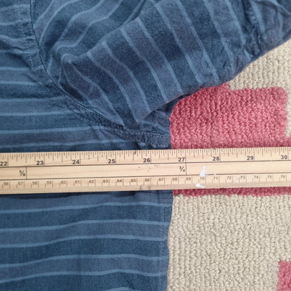 Carhartt Boxy Fit Cropped Shirt Short Sleeve XL Striped Blue Button Up Skater Y2K Surf