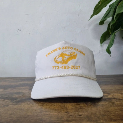 Vintage American Trucker Hat Snapback cap one size adjustable white Frank's Auto Glass