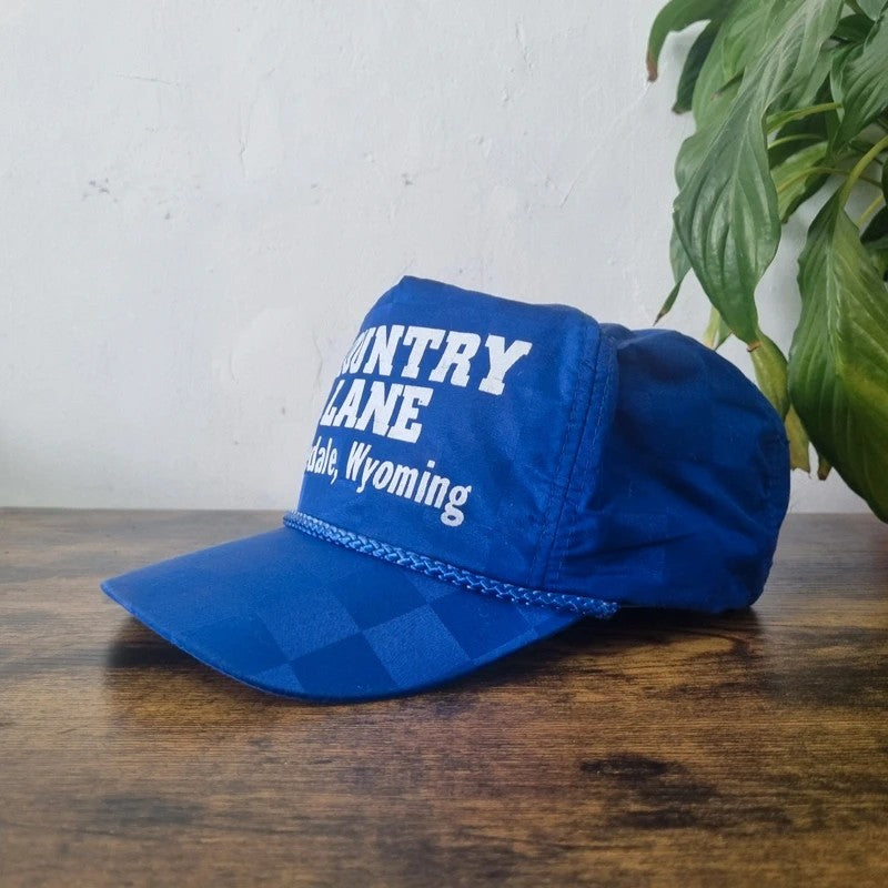 Vintage American Trucker Hat Snapback cap one size adjustable blue Country lane wyoming