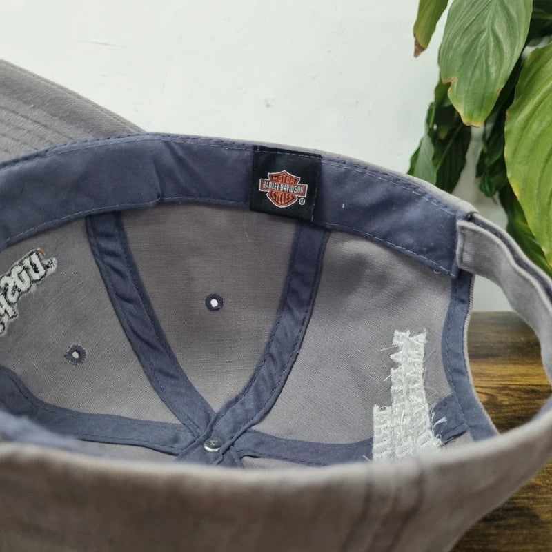 Vintage womens Harley Davidson Baseball Hat Snapback cap one size adjustable grey diamond