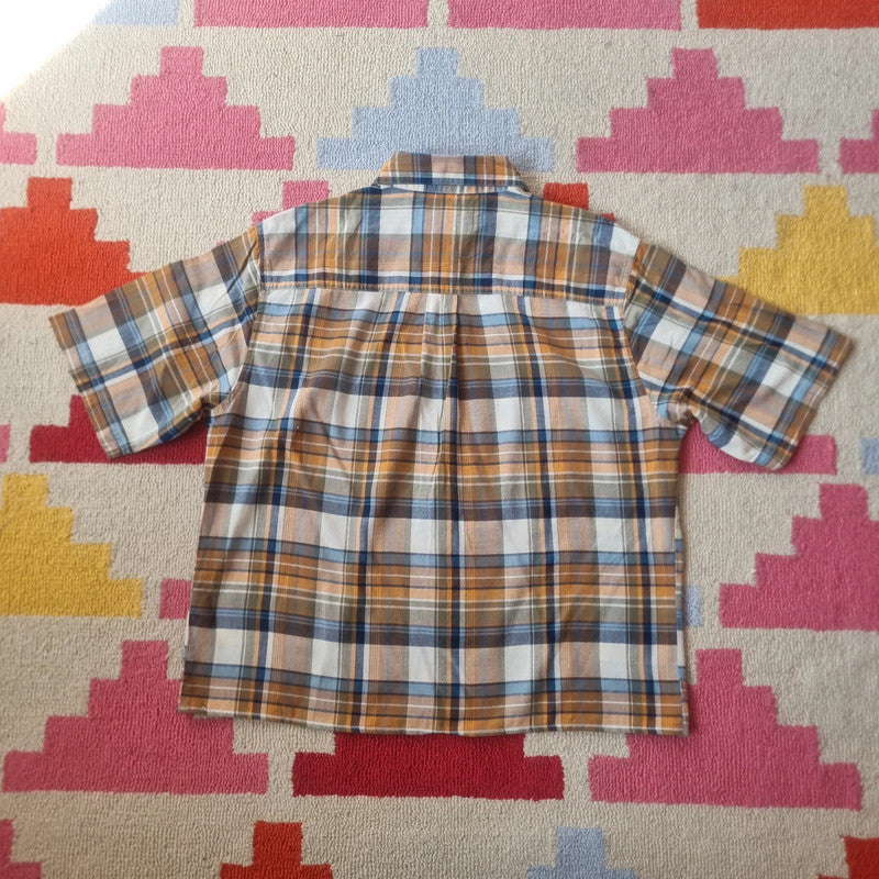 Vintage Woolrich Boxy Fit Cropped Shirt Short Sleeve Medium brown Button Up Skater Y2K Surf