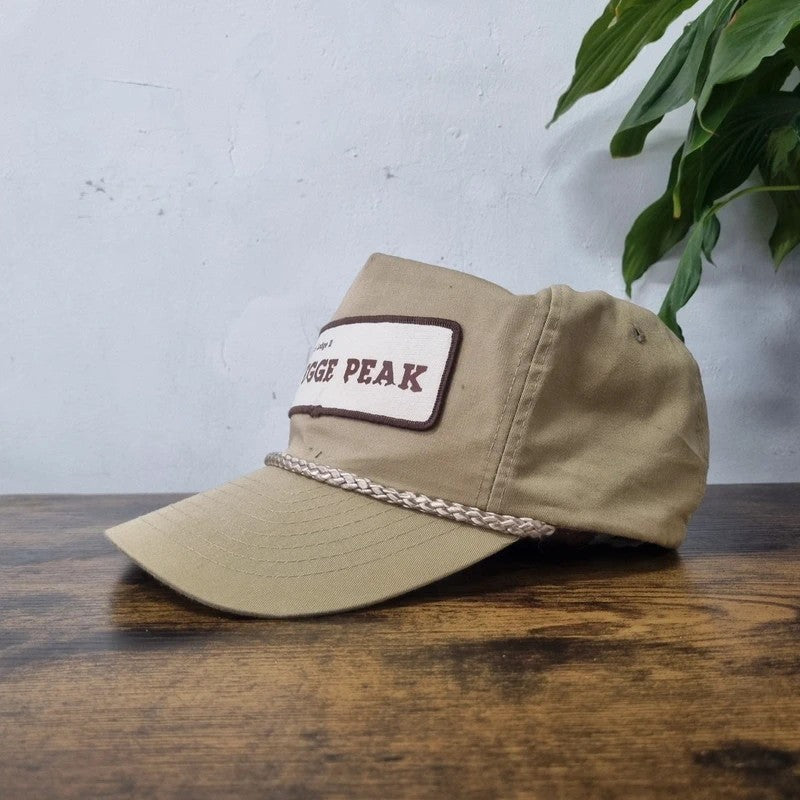 Vintage American Trucker Hat Snapback cap one size adjustable beige yegge peak